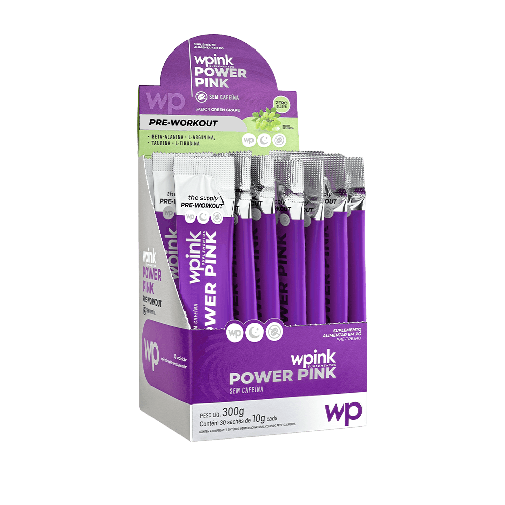 Wpink Power Pink Sem Cafeína Pré Treino Uva Verde-30 Unidades