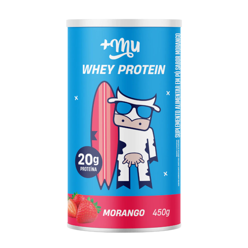 +Mu Whey Protein Concentrado Morango-450g