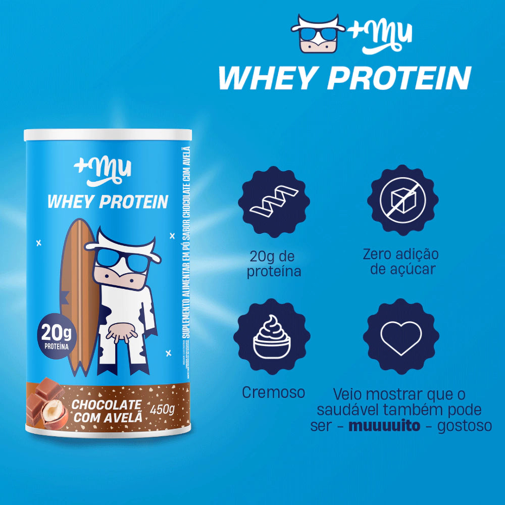 +Mu Whey Protein Concentrado Chocolate com Avelã-450g
