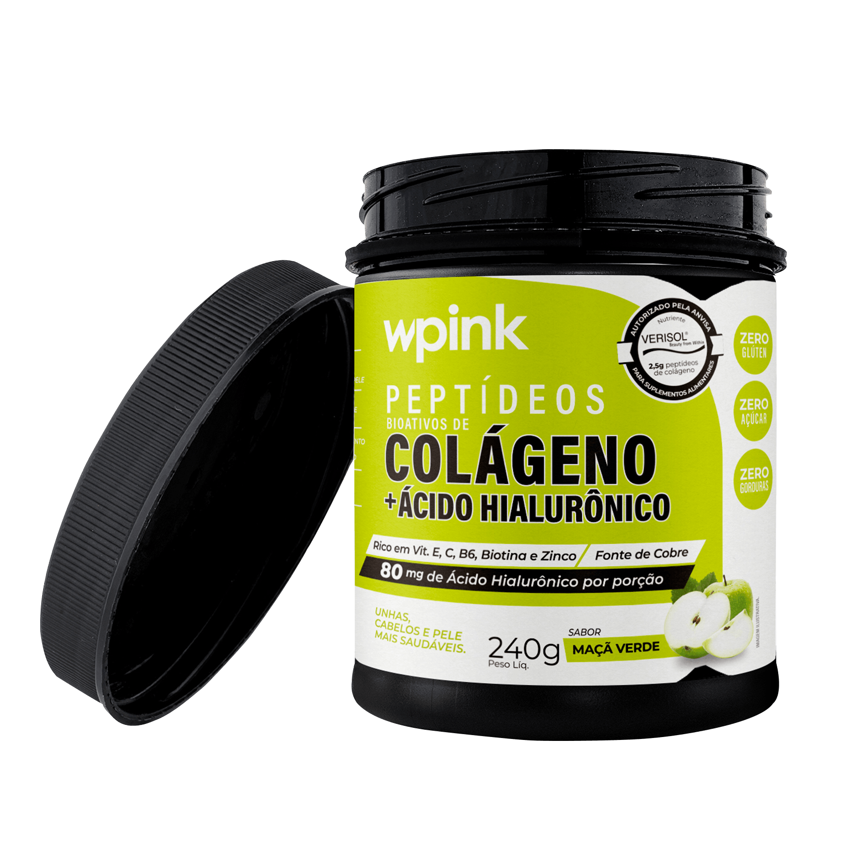 Wpink Colágeno + Ácido Hialurônico Maçã Verde-240g