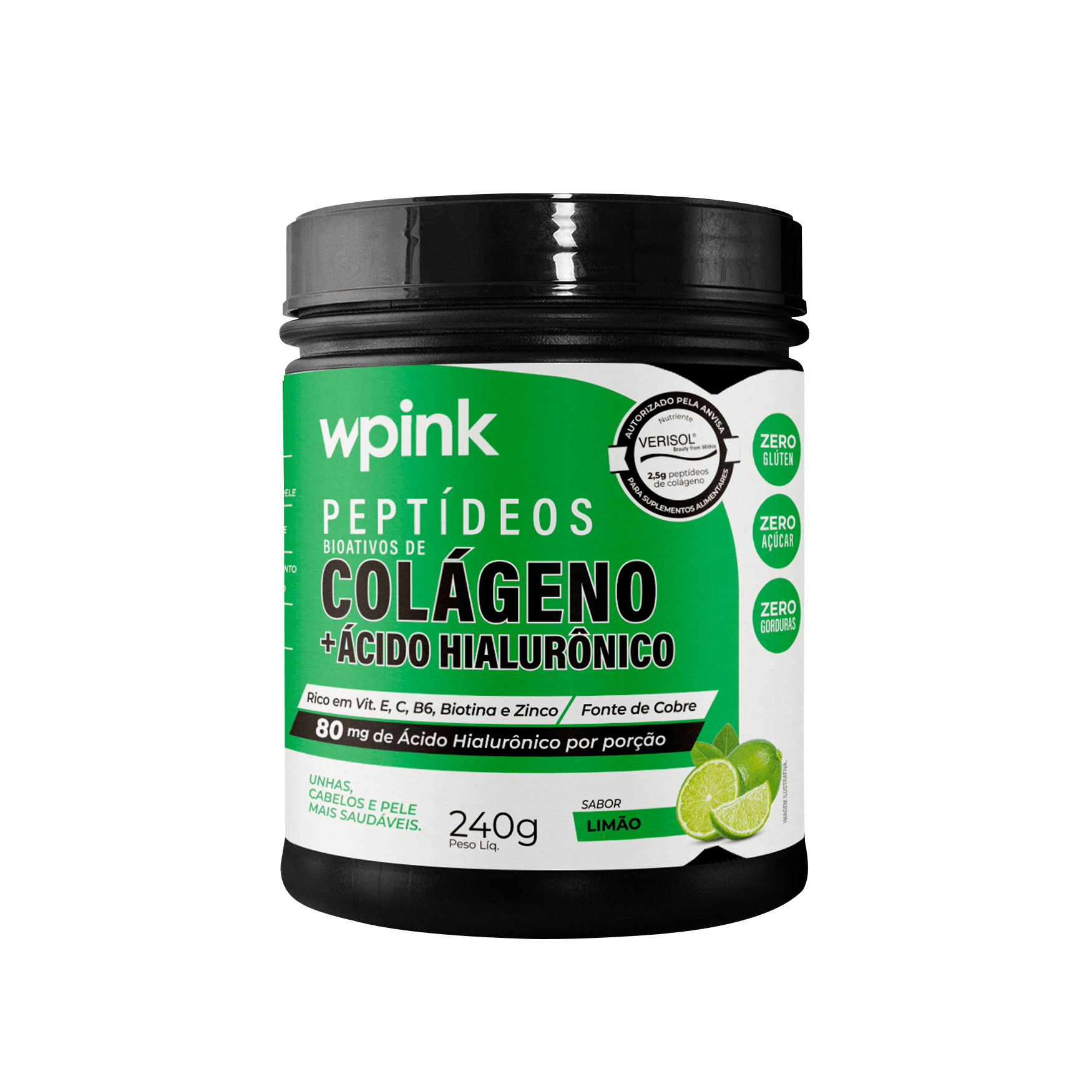 Wpink Colágeno + Ácido Hialurônico Limão- 240g