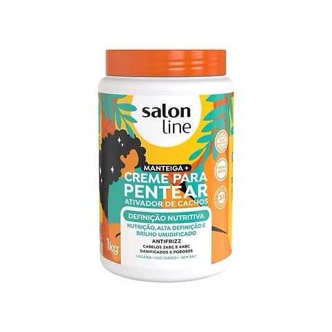 Salon Line Manteiga + Creme Para Pentear Ativador de Cachos Definição Nutritiva-1kg