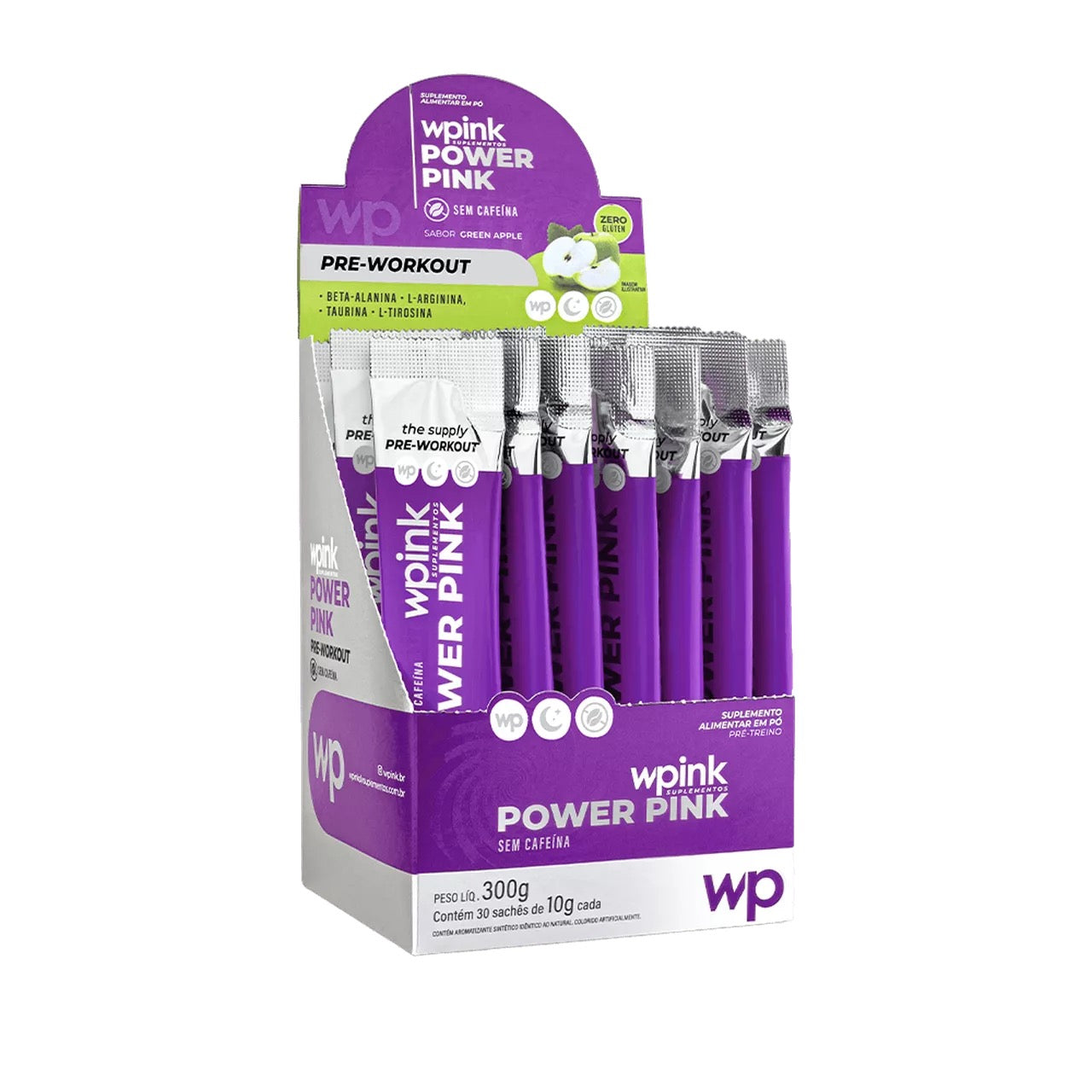 Wpink Power Pink Sem Cafeína Pré-Treino Maçã Verde-30 Unidades