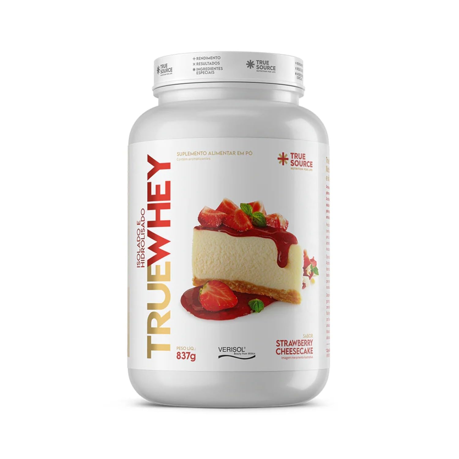 True Source Whey Protein Isolado e Hidrolisado Strawberry Cheesecake-837g