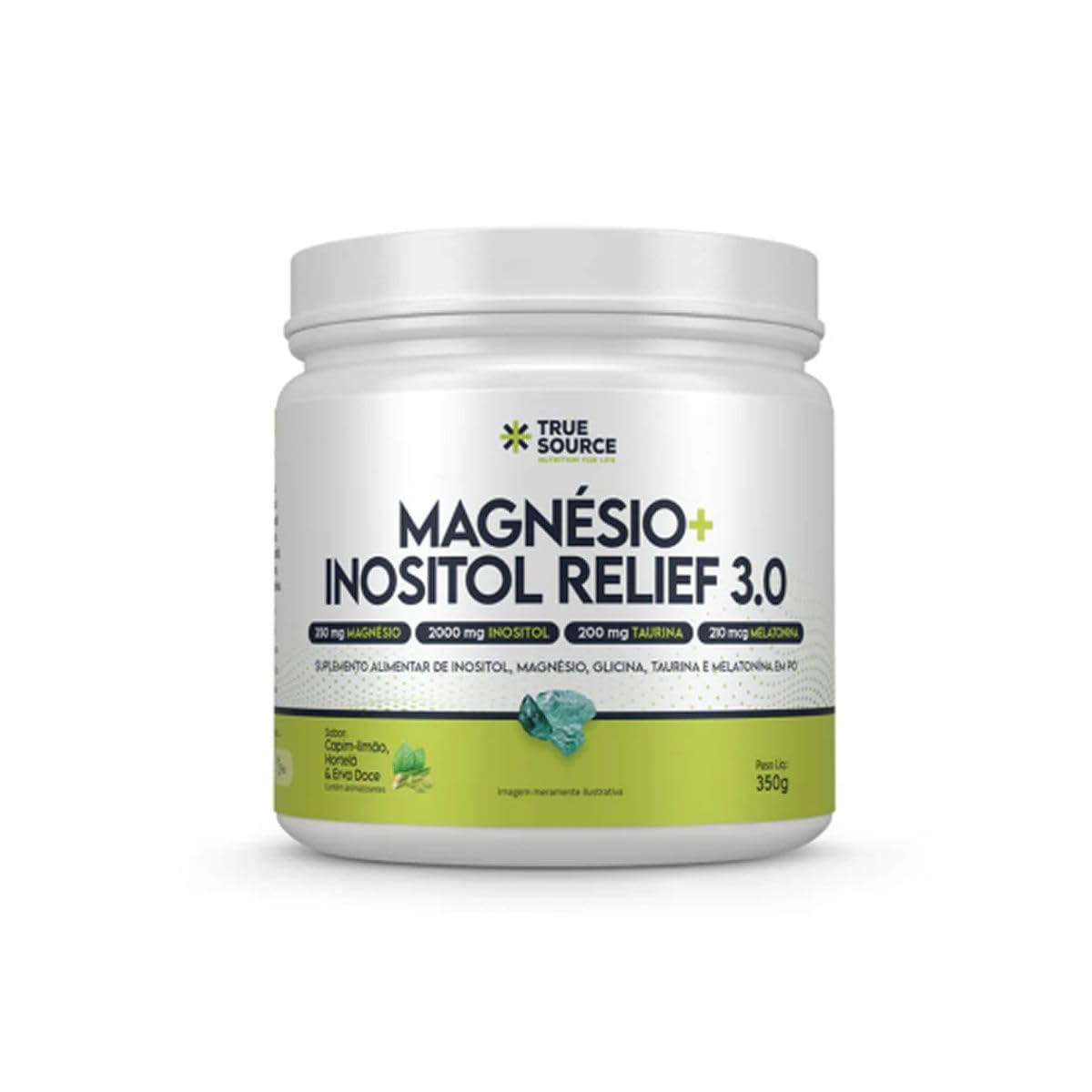 True Source Magnésio Inositol Relief 3.0 Capim-Limão,Hortelã e Erva Doce-350g