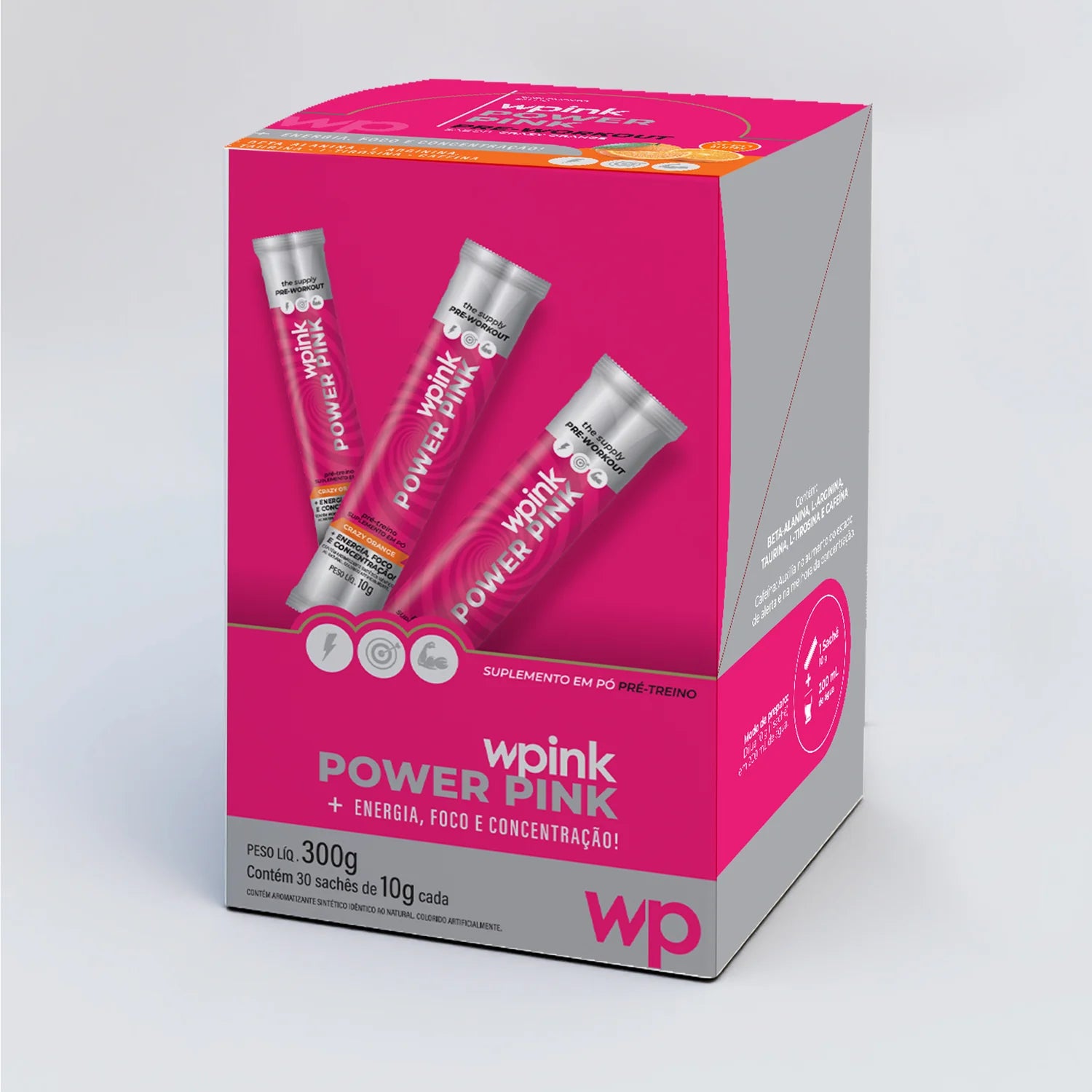 Wpink Power Pink Pré-Treino Laranja Caixa-30 unidades