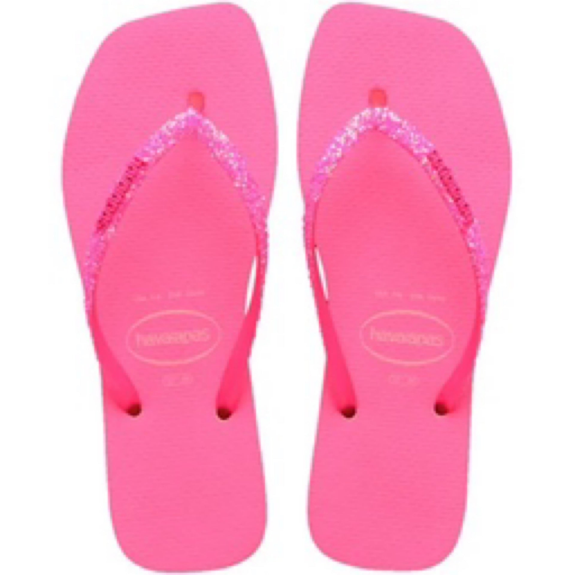 Havaiana Slim Square Neon Rosa Palha Feminino