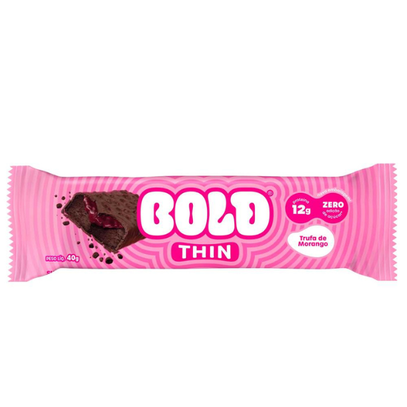 Bold Barra de Proteína Thin Trufa de Morango-40g