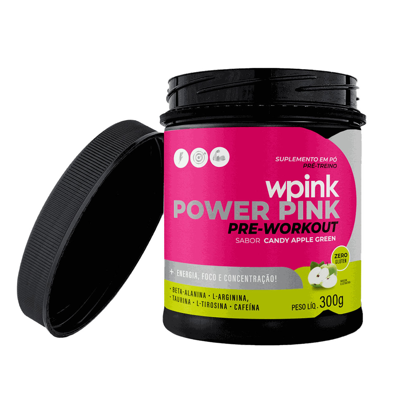 Wpink Power Pink Pré-Treino Maçã Verde- 300g