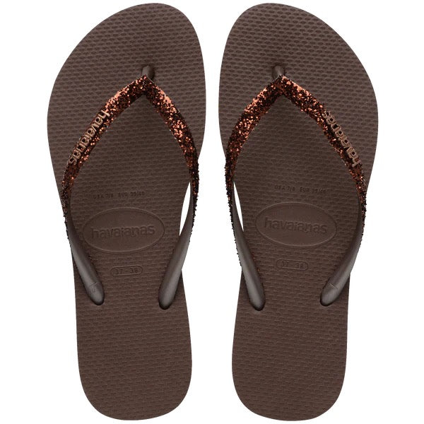 Havaiana Slim Marrom Glitter-Feminina