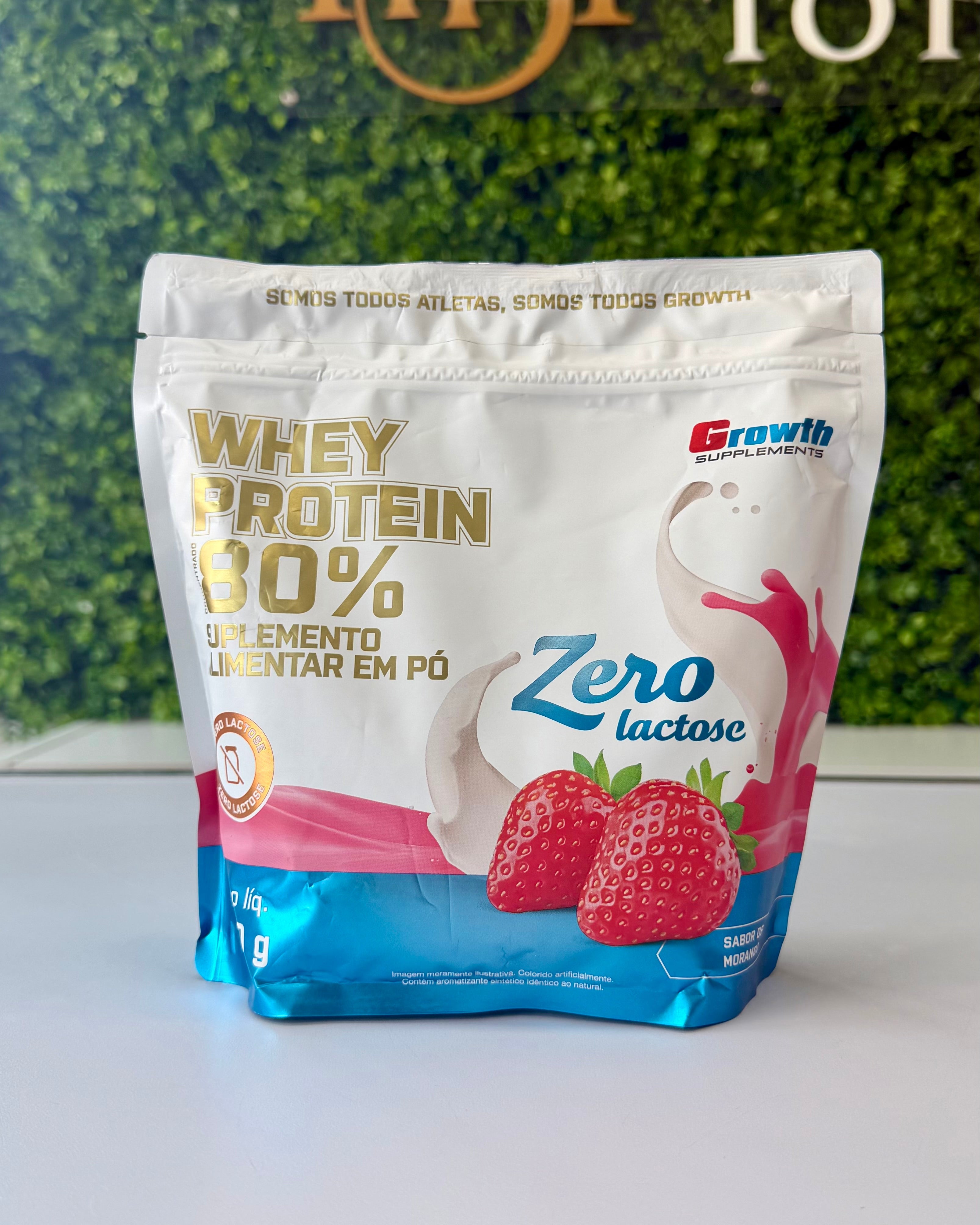 Growth Whey Protein 80% Zero lactose Morango-450g
