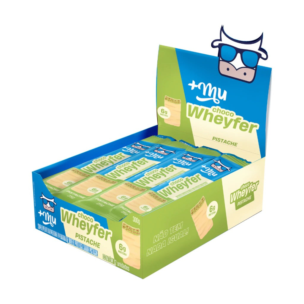 +Mu Barra de Proteína ChocoWheyfer Pistache-Caixa 12 Unidades