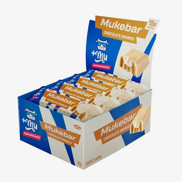 +Mu Barra de Proteína MukeBar Chocolate Branco-Caixa 12 Unidades