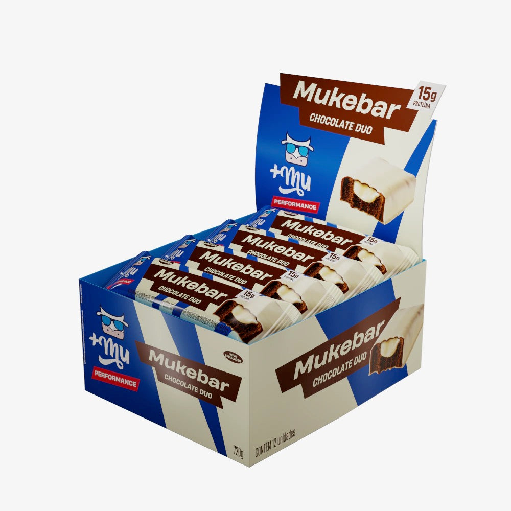 +Mu Barra de Proteína MukeBar Chocolate Duo-Caixa 12 Unidades