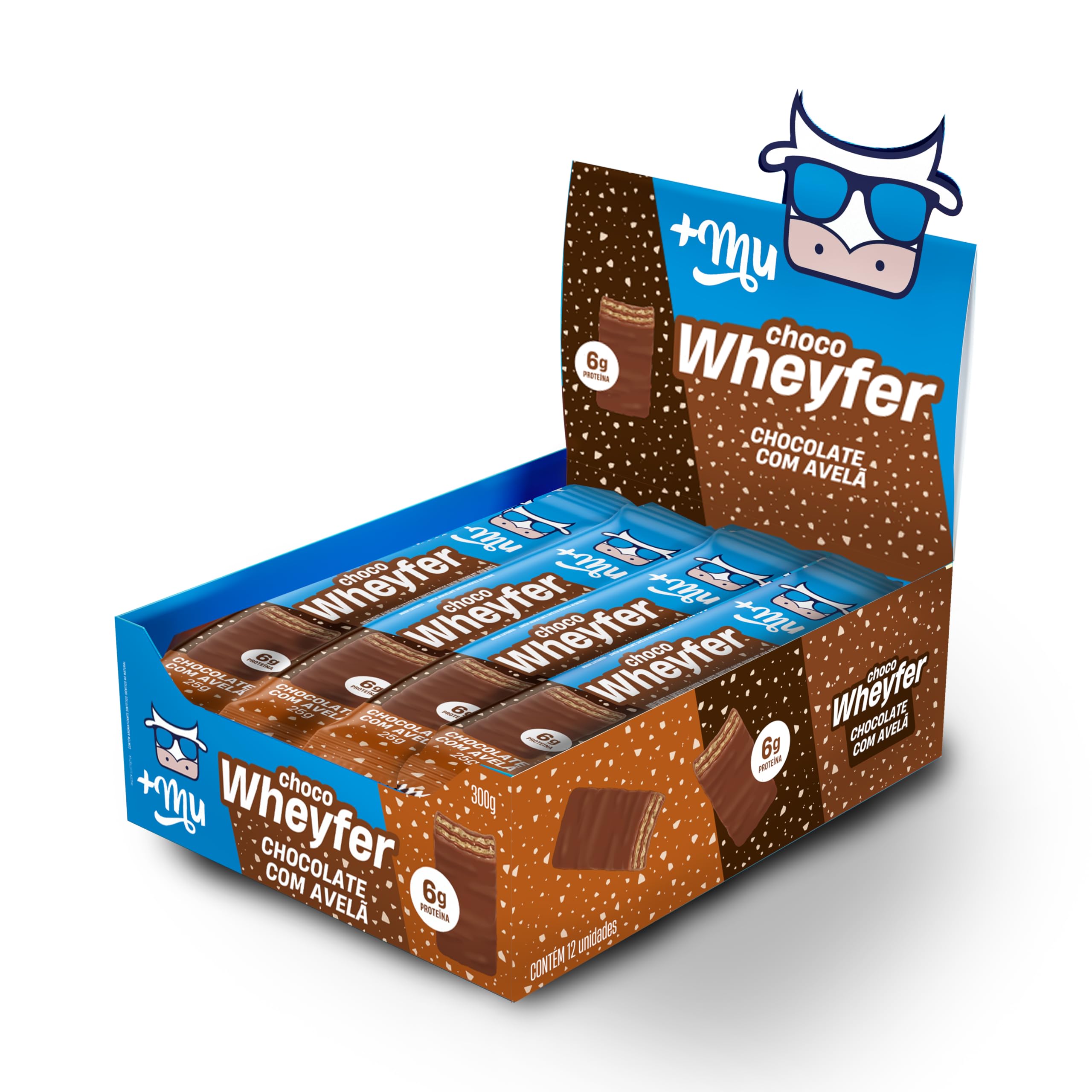 +Mu Barra de Proteína ChocoWheyfer Chocolate com Avelã-Caixa 12 Unidades