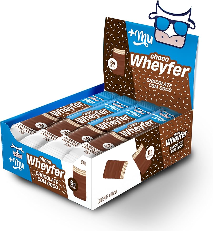 +Mu Barra de Proteína ChocoWheyfer Chocolate com Coco-Caixa 12 Unidades