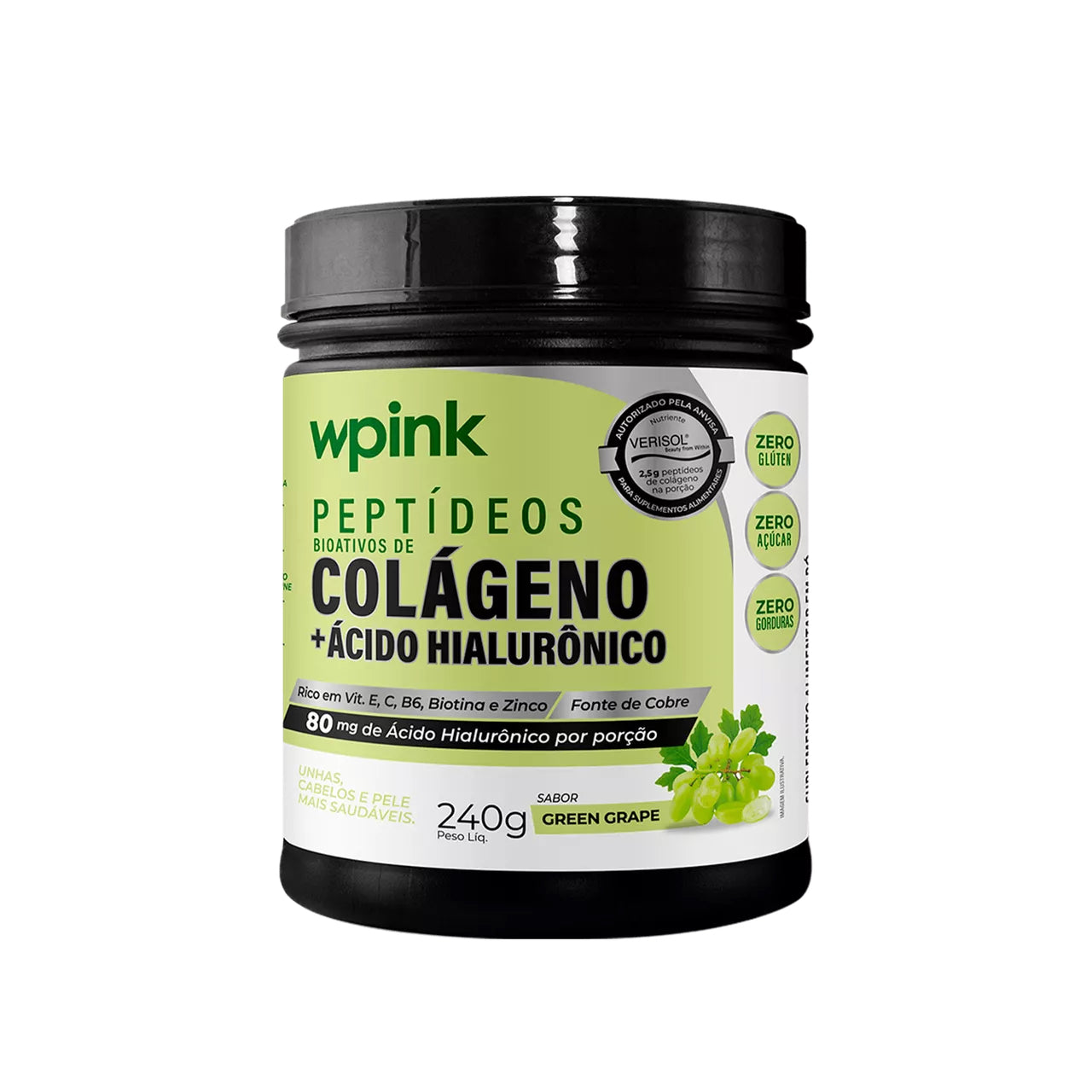 Wpink Colágeno + Ácido HialurônicoUvaVerde-240g
