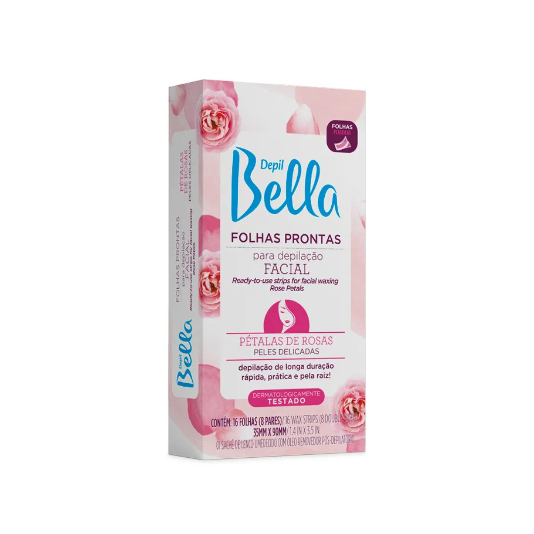 Depil Bella Folhas Prontas Facial Pétalas de Rosa-16 folhas