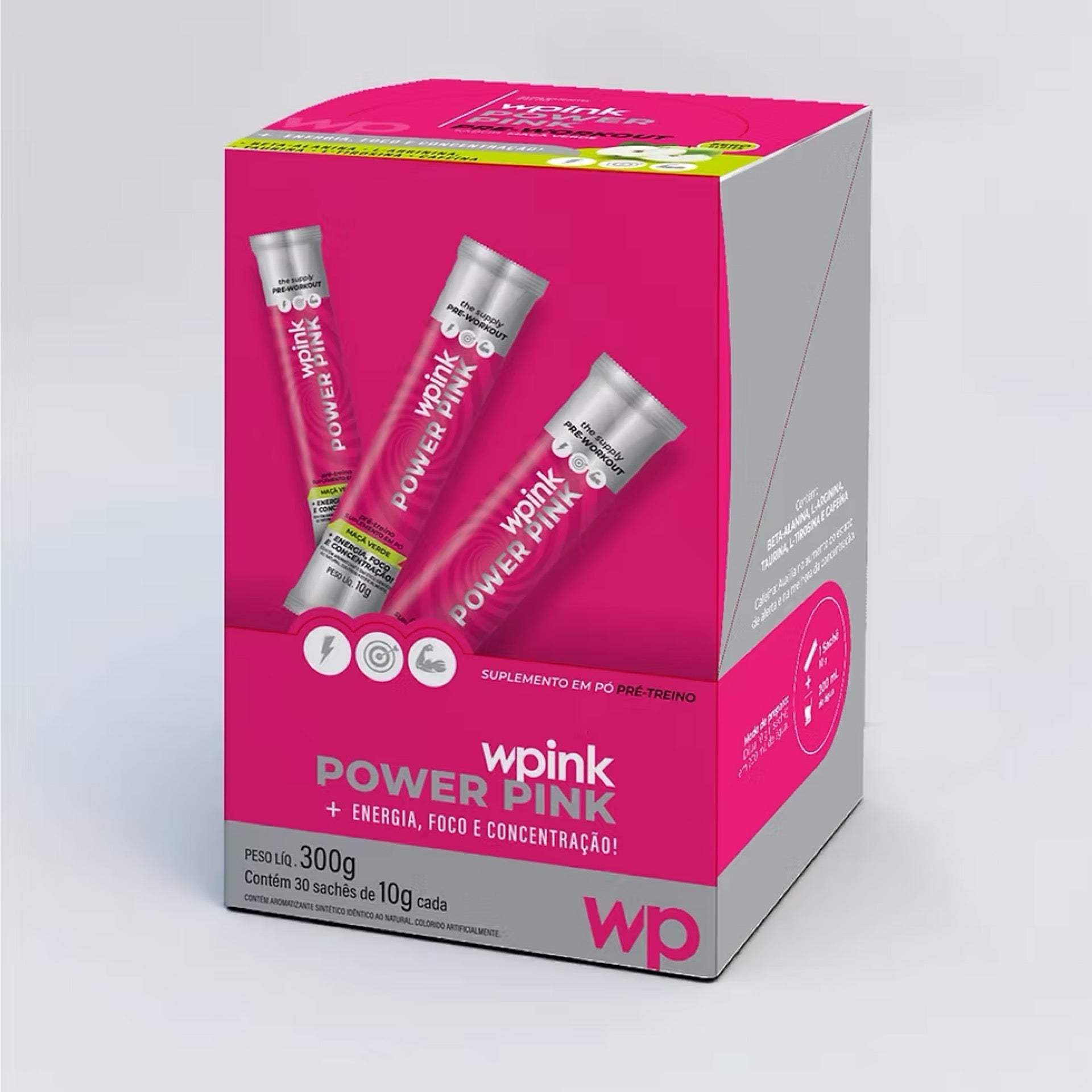 Wpink Power Pink Pré-Treino Maçã Verde- Caixa 30 Unidades