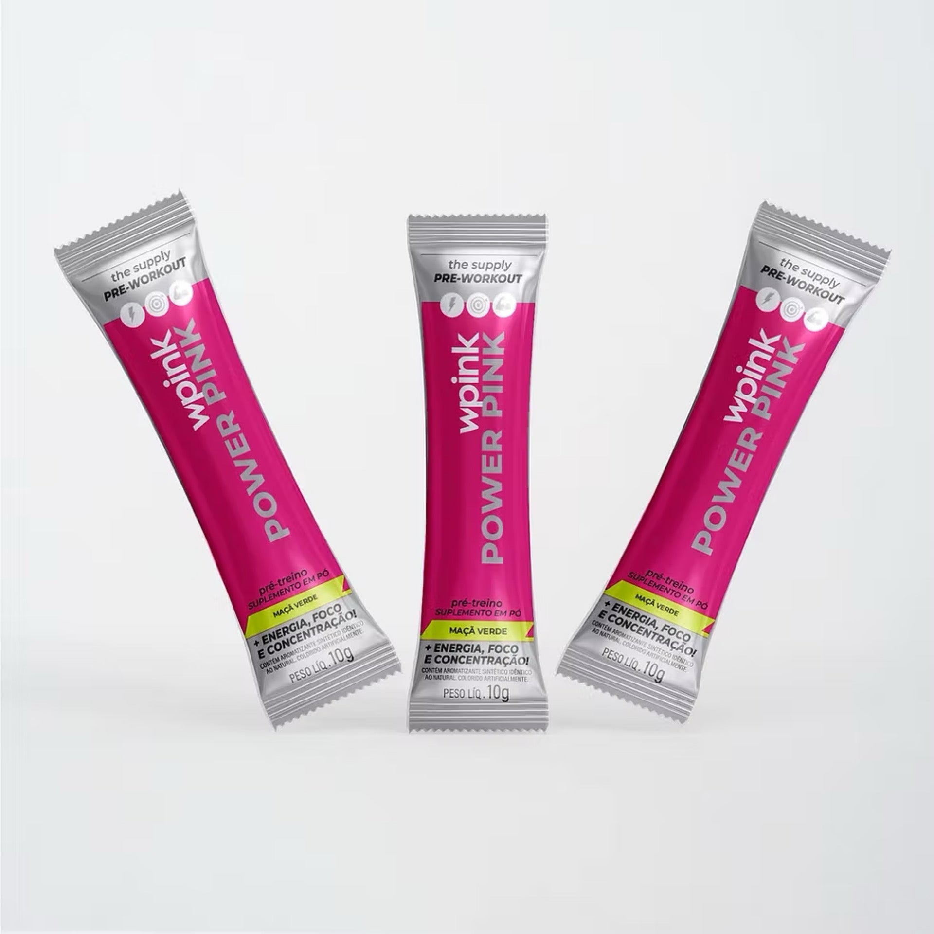 Wpink Power Pink Pré-Treino Sachê Maçã Verde- 10g